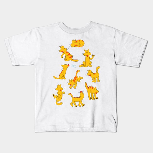 Herb the Cat Pattern Kids T-Shirt by MeganCartoonist